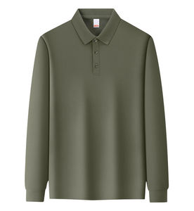Polo de Trabajo de Manga Larga para Hombre, con Logotipo Personalizado Bordado, Otoño 2026, Poliéster 220G, Alta Elasticidad, Color Sólido, Cuello Solapa - Product Image 3