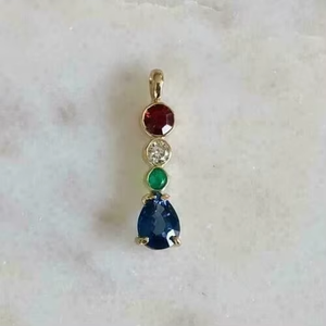 จี้เพชรหลากสีทรงหยดน้ำและทรงกลม ผลิตในห้องปฏิบัติการ จี้เงินแท้ 925 ดีไซน์เรียบหรู ของขวัญที่สมบูรณ์แบบสำหรับเธอ - Product Image 5