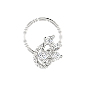 14K <b>Gold</b> Flower Design 0.08ct Round Brilliant Cut Natural Diamond <b>Nose</b> Pin with GIA Certificate - Product Image 3