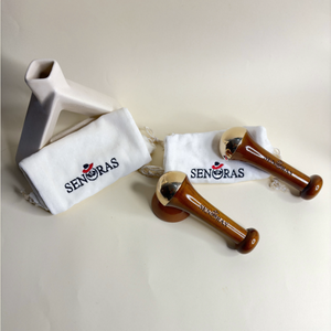 Senoras Natural Original Double Side Kansa Wand avec manche en bois de teck, outil de massage facial pour le corps, le cou et le raffermissement de la peau - Product Image 1