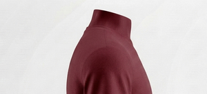 T-shirt à col roulé à manches courtes pour homme, couleur bordeaux, coupe classique, couleur unie, bordure contrastée, style décontracté - Product Image 2
