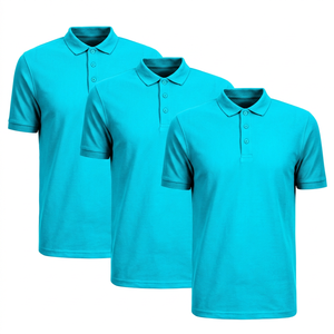 Polo à manches courtes en tricot noir pour homme, couleur unie, style décontracté, coupe classique, design boutonné - Product Image 5