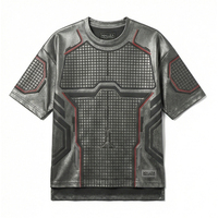 T-shirt de créateur urbain streetwear métallisé haut de gamme, chemise décontractée de luxe surdimensionnée pour homme MALUZA 100% coton à séchage rapide