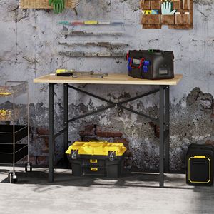 Tavolo da garage naturale/nero da 46 pollici (L) x 28 pollici (L) con supporto a X e piano naturale, ideale per appendere i cappotti da donna - Product Image 2