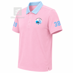 เสื้อโปโลแบบมีรูระบายอากาศลายแจ็คแอนด์จิลออฟอเมริกา พร้อมโลโก้ปักด้านหน้า สีฟ้าชมพู แขนสั้นลำลองสำหรับผู้หญิง - Product Image 2