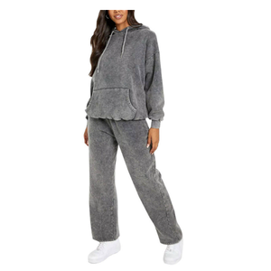 Chándal de algodón oversize con pedrería, transpirable, de alta calidad, estilo vintage, con lavado ácido intenso, para mujer - Product Image 6