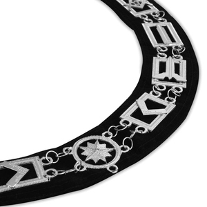 Collar de cadena Blue Lodge, plateado, de terciopelo negro, insignia masónica ceremonial, accesorio para el cuello, insignia fraternal de logia, cadena premium - Product Image 3