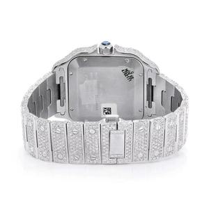 Montre unisexe de luxe personnalisée en acier inoxydable, mouvement à quartz, cadran en verre, diamants Moissanite entièrement sertis, style Hip Hop - Product Image 2