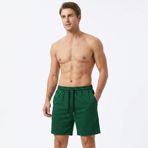 Pantalones Cortos Bermuda de Algodón Verde Sólido para Hombre, Cintura Media, Cordón Ajustable, Logotipo Frontal, Ropa Casual, Bolsillos, Tejido Transpirable, Bangladesh - Product Image 1