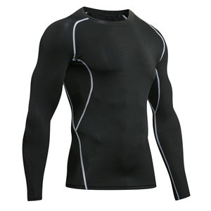 เสื้อคอมเพรสชั่นผู้ชาย คุณภาพสูง แห้งเร็ว ระบายอากาศได้ดี UPF50+ แขนยาว ยืดหยุ่นสูง เสื้อยืดออกกำลังกาย ฟิตเนส แอคทีฟ ยิม - Product Image 1