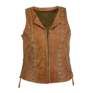 Chaleco de Cuero Personalizado para Mujer, Chaleco de Cuero de Alta Calidad, Estilo Rockero, Motero, Metálico - Product Image 1