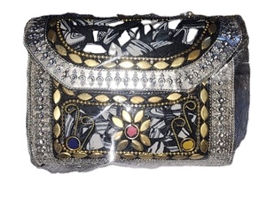 Bolso de mano hecho a mano con mosaico de Metal para mujer, artesanía india tradicional, cierre de solapa de una sola Correa, plegable, duradero, portátil - Product Image 1