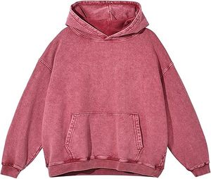 Sweats à capuche rétro délavés à l'acide pour hommes et femmes, broderie personnalisée, 100 % coton molletonné, écologiques, anti-plis, coupe oversize décontractée - Product Image 3