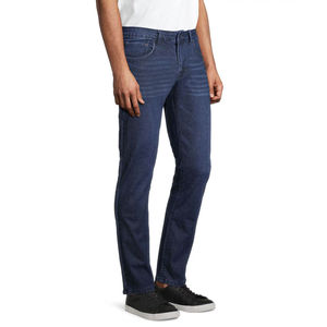 Jean en denim gris foncé, coupe droite, effet vieilli, coupe slim, en tissu 100 % coton épais et doux au toucher, élégant pour homme, usage régulier - Product Image 1