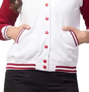 Veste varsity pour femme, conçue pour un style quotidien, avec fermeture à boutons pression, bordure côtelée et texture douce pour un confort tout au long de la journée. - Product Image 2