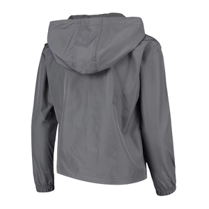 Men's Gray Windproof Hooded Quarter-Zip Jacket Casual Autumn Wear Polyester Outerwear Regular Fit - Product Image 6