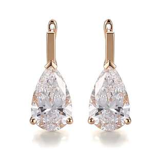 Moissanite 4CT Pear Cut Teardrop <b>Stud</b> Earrings For Women's 925 <b>Silver</b> With Rose Gold Plated Fine Engagement for Bridles Gift - Product Image 3