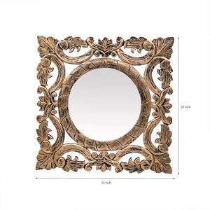 Espejo Decorativo de Pared de Madera, Espejo Redondo de Cristal con Marco Tallado para Baño, Dormitorio, Sala de Estar - Product Image 2