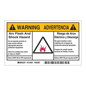 Étiquettes d'avertissement bilingues contre les arcs électriques, autocollants rectangulaires à haute adhérence pour la sécurité électrique - Product Image 1