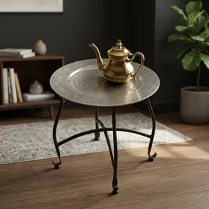 Modern Silver Metal Side <b>Table</b> with Black Iron Legs Luxury <b>End</b> <b>Table</b> for Living Room Contemporary <b>Sofa</b> Side <b>Table</b> - Product Image 1