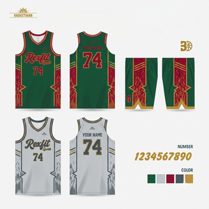 Ensemble de maillots de basket-ball Rexfit Sports, impression sublimée, col en V, sans manches, uniformes en mesh, vêtements de sport unisexes pour adultes - Product Image 5