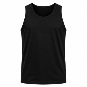 Débardeur noir pour homme Cosh International avec visage jaune brillant sur l'arrière du débardeur - Product Image 1