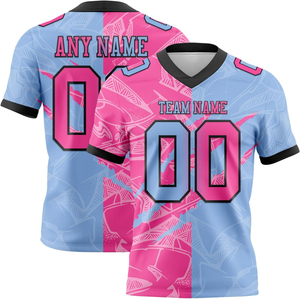 Custom American Football Jersey Unisex V-Neck Short Sleeve Sublimated Polyester Moisture Wicking <b>Athletic</b> Team Name Any Name 00 - Product Image 4