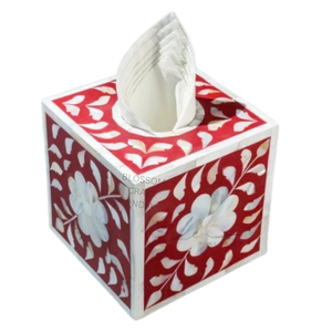 Exclusivo Porta Pañuelos con Incrustaciones de Hueso, Cubierta de Madera Hecha a Mano, Adorno Decorativo de Lujo para Sala de Estar, Dormitorio u Oficina - Product Image 1