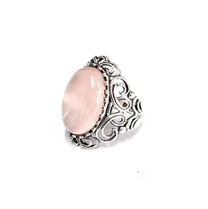 Vintage Design Rose <b>Quartz</b> <b>Ring</b> 925 Silver Unisex 10.0 Grams Comfortable Fit Customizable For Everyone - Product Image 2