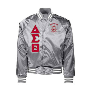 Veste en satin avec lettres grecques, vente en gros OEM, design personnalisé pour fraternités et sororités, lettres grecques brodées, tissu léger et brillant - Product Image 5