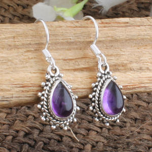 Boucles d'oreilles clous en améthyste violette naturelle, qualité AAA, pierre de naissance de février, bijoux fins pour femme, cadeau de mariage, pierre précieuse certifiée - Product Image 3