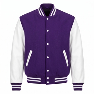Cosh International <b>purple</b> Wool and white sleeves Varsity Jacket for <b>men</b> - Product Image 1