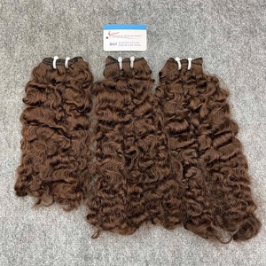 Extensions de cheveux humains vietnamiens bouclés à la vapeur, couleur marron, best-seller, plusieurs longueurs, prêtes à être expédiées - Product Image 1