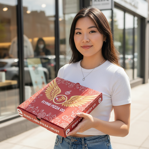กล่องพิซซ่าพิมพ์ลายคุณภาพสูงแบบกำหนดเองสำหรับบรรจุภัณฑ์พิซซ่า พร้อมโลโก้และแบรนด์ที่ออกแบบเอง - Product Image 4