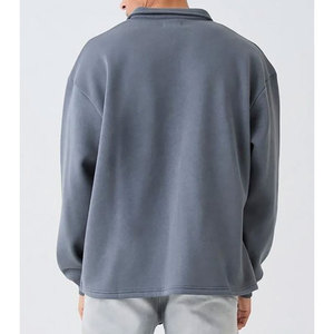 Sweat-shirt oversize pour homme à col montant zippé, couleur unie, en molleton, manches classiques, style décontracté automne - Product Image 4