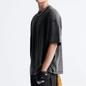 T-shirts personnalisés pour hommes, style vintage, en coton, col rond, grande taille, avec impression graphique ou logo, effet délavé à l'acide, pour les clients exigeants - Product Image 2