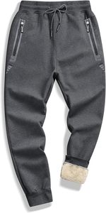Men's Heavyweight Fleece Sweatpants Elastic Waist Drawstring Side Pockets Casual Winter <b>Joggers</b> - Product Image 2