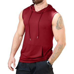 Débardeur à capuche pour hommes, sans manches, pour l'entraînement, la musculation, usage quotidien, en coton mélangé, débardeur à capuche basique pour hommes - Product Image 3