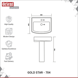 Fabriqué en Inde, Meilleure Qualité, Vente en Gros, Lavabo en Céramique Blanche avec Piédestal pour Usage Domestique et Hôtelier - Product Image 3