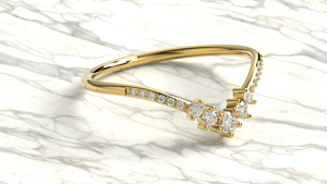 Luxury 18K Gold Pave Chevron V Shaped Diamond Wedding Band Graduated Round Cut Diamond <b>Stacking</b> <b>Ring</b> Fine Jewelry Gift for Women - Product Image 3