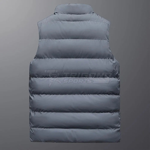 Chaleco Acolchado Gris para Hombre con Cuello Alto, Forro Polar Sherpa Cálido para Otoño, Chaqueta sin Mangas Cortavientos con Cremallera, Estilo Deportivo ODM - Product Image 3