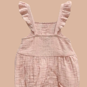 Cot & Candy - Body de Muselina Orgánica sin Mangas con Volantes para Bebé, Color Rosa Pálido - Product Image 4