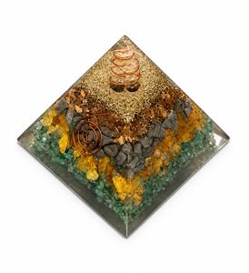 Chaîne Céleste Orgonite Écologique Gravée au Laser en Laiton, Pyramide Magnétique en Cristal pour l'Énergie Positive et l'Amour, Faite à la Main - Product Image 1