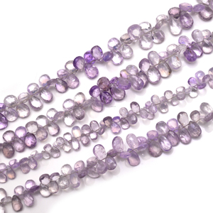 Perles de quartz lavande naturel violettes de qualité supérieure, facettées en forme de poire, brin de 8 pouces, faites à la main, pour la fabrication de bijoux, bracelets et colliers - Product Image 1