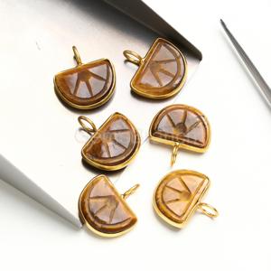 AAA Tiger Eye Orange Fruit Carved Gemstone <b>Charm</b> Pendant Sterling <b>Silver</b> Gold Vermeil Healing Crystal Jewelry Tiger Eye Pendant - Product Image 6