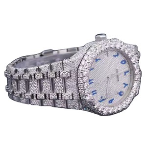 Montre de luxe carrée en cristal de quartz et diamant pour homme, étanche, bracelet en acier inoxydable de haute qualité, verre Moissanite glacé, export USA/UK - Product Image 1