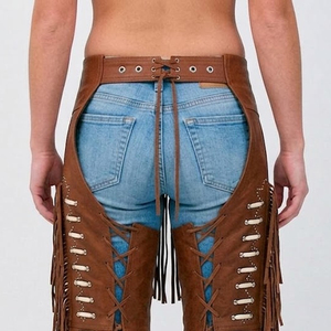 Chaps de cuero de gamuza premium para mujer, hechos a medida, disponibles al precio más bajo. - Product Image 6