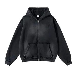 Hoodie Confortable et Tendance pour Femme, Nouveau Style, Double Fermeture Éclair, Vintage, Coupe Oversize, Anti-Plis, Streetwear Personnalisé, Lavage Acide, 200g - Product Image 4