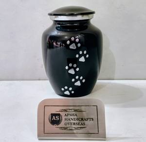 Hermosas urnas funerarias europeas de color gris oscuro con patas plateadas y palomas, ecológicas, duraderas, para cenizas de cremación, de metal. - Product Image 2