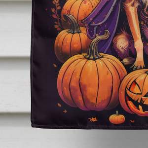 Gran Multicolor poliéster Chihuahua Witchy Halloween casa bandera porche manga poste decorativo patio Banner ilustraciones colgante de pared - Product Image 4